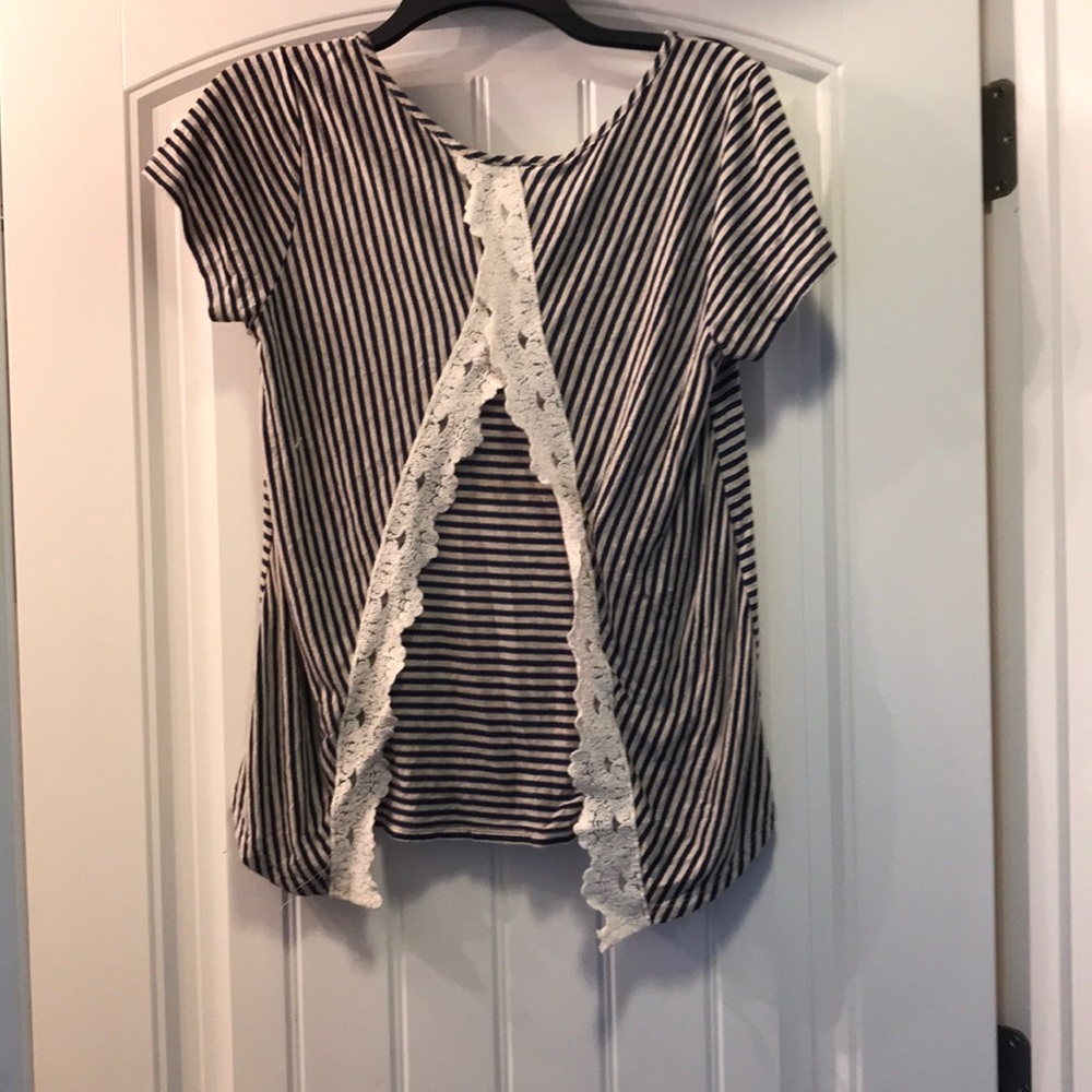 Open back striped t-shirt
